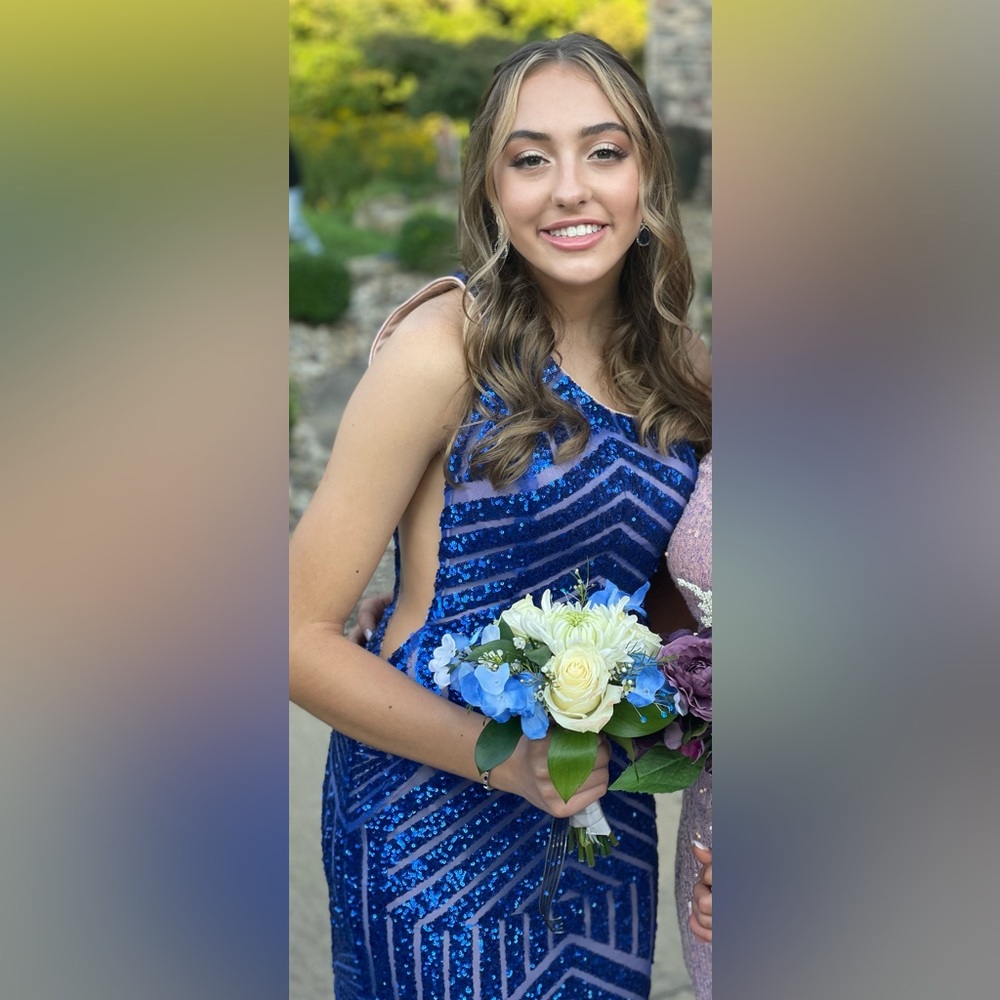One-Shoulder Sequin Jovani Short Homecoming Dress